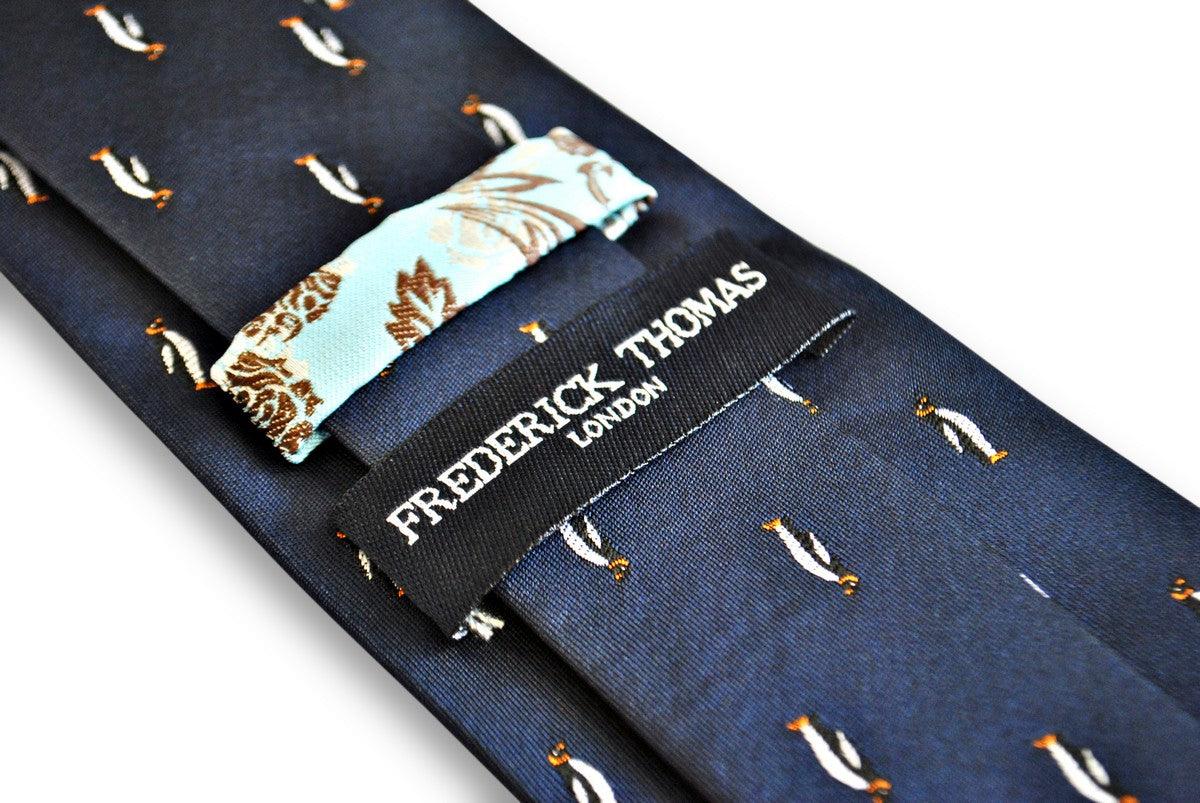 Navy Tie with Penguin Design