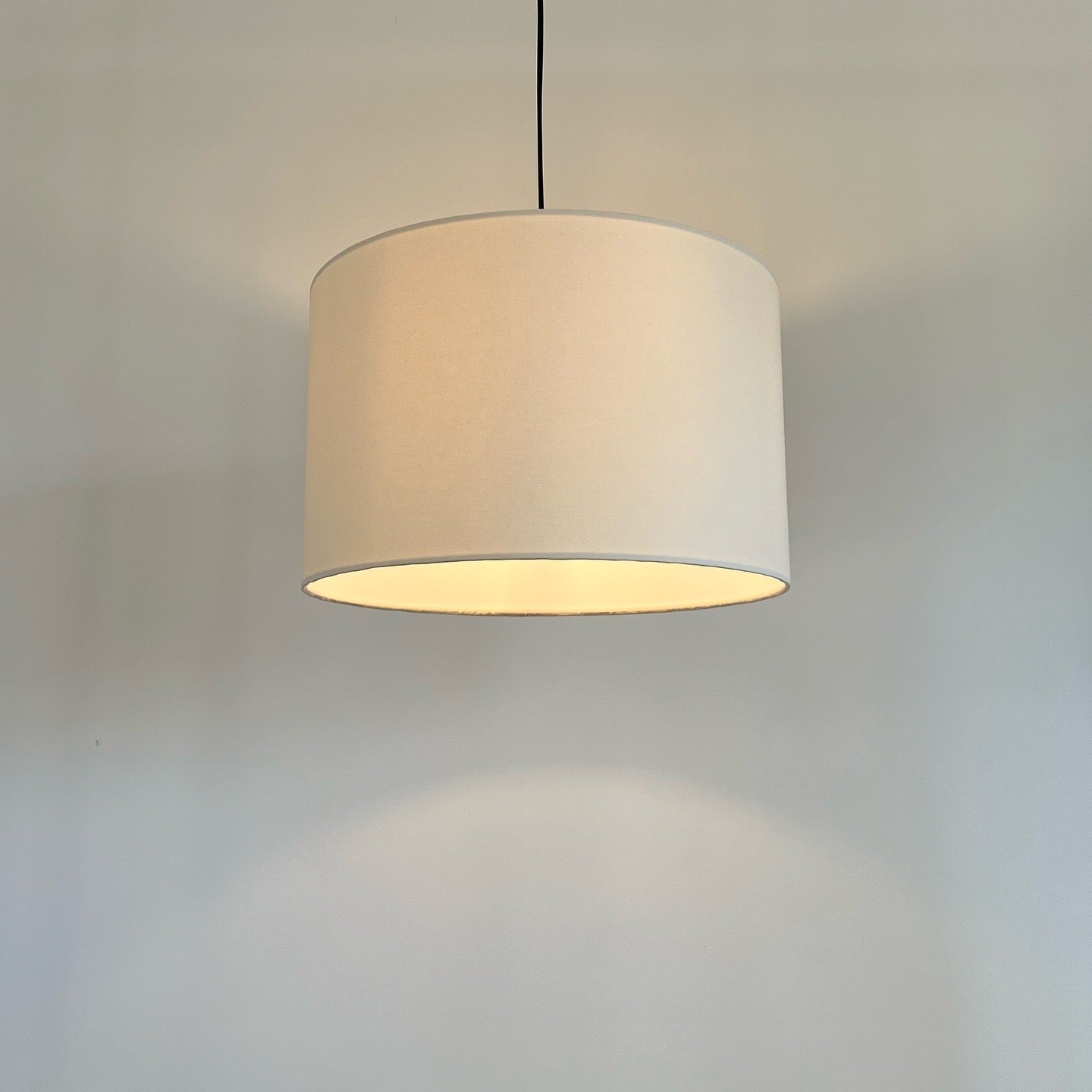 Cream cotton drum lampshade/ ceiling shade with a white lining