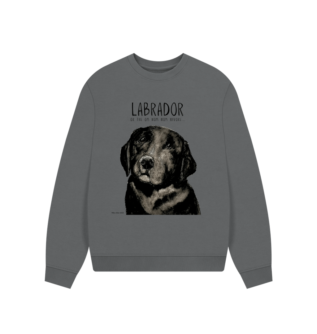 Will Sit for Snacks Black Labrador Oversized Sweatshirt