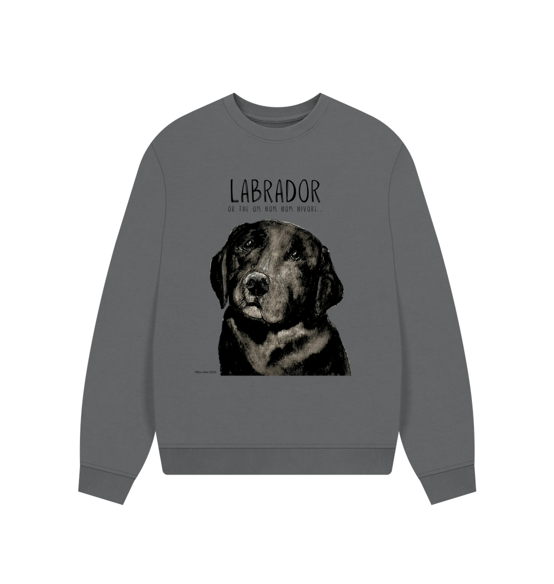 Will Sit for Snacks Black Labrador Oversized Sweatshirt