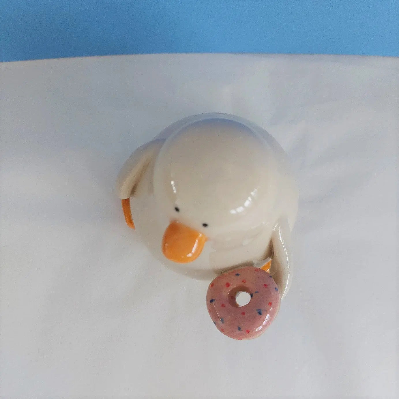 Doughnut Duck Ceramic Ornament