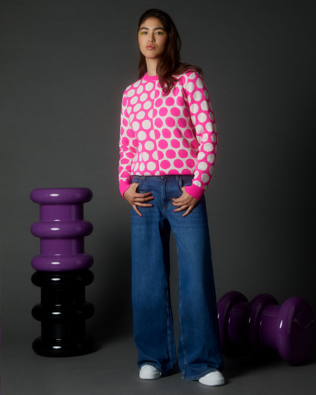 Reversed Circles Wool and Cashmere Jumper in Pink