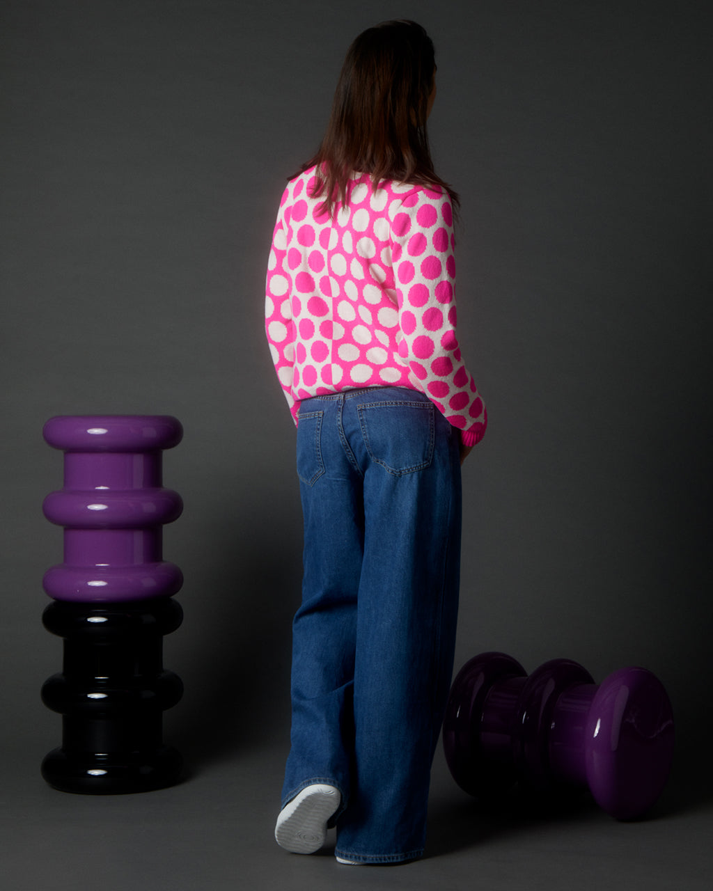 Reversed Circles Wool and Cashmere Jumper in Pink