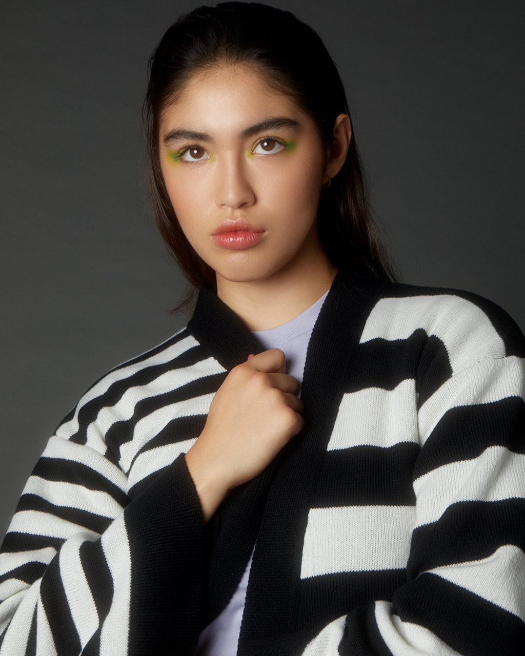 Multi Striped Wool and Cashmere Knitted Cardigan