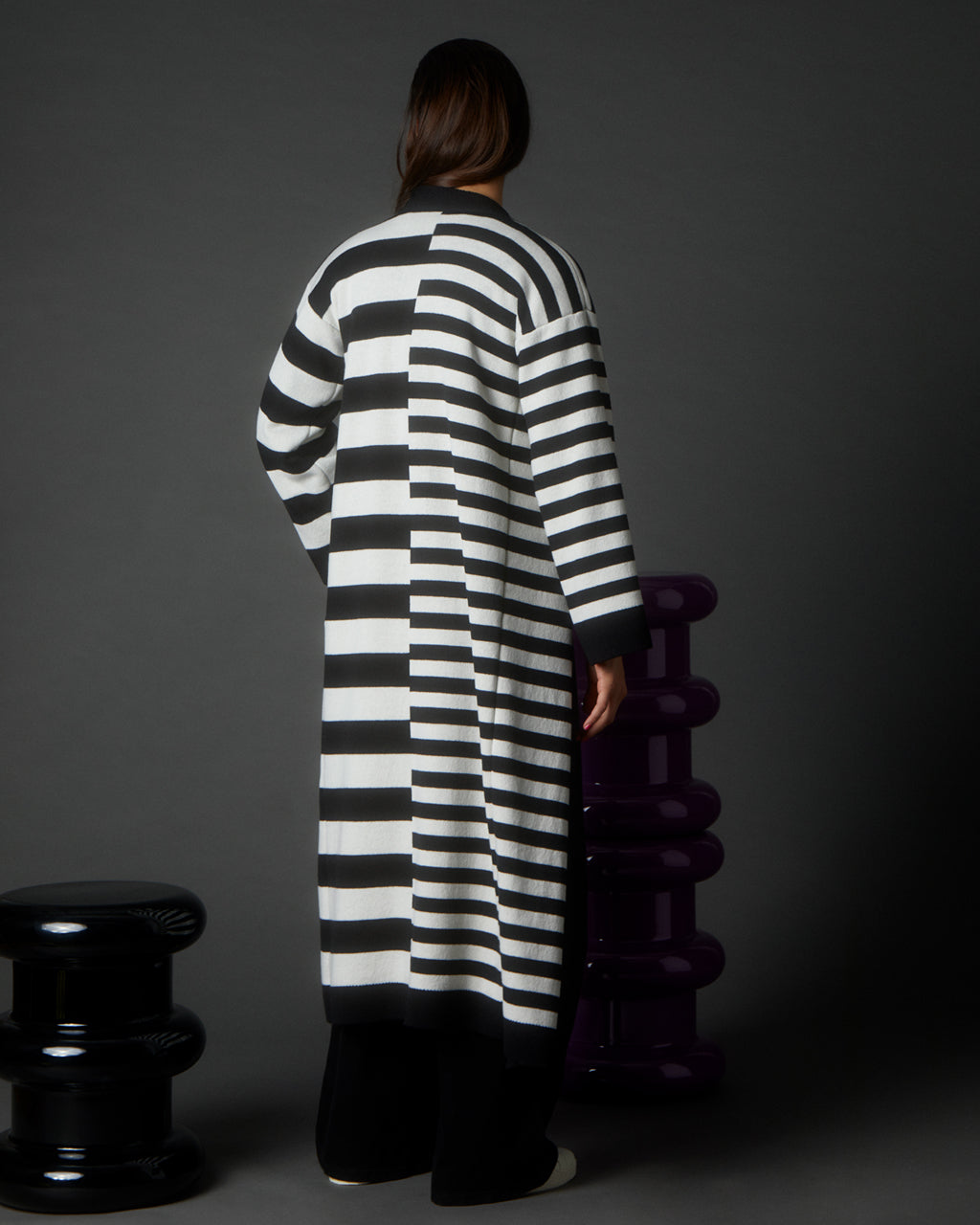 Multi Striped Wool and Cashmere Knitted Cardigan