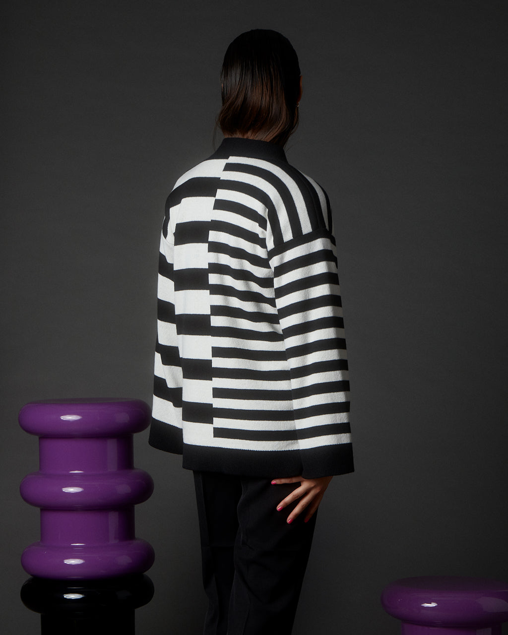 Multi Striped Wool and Cashmere Knitted Cardigan
