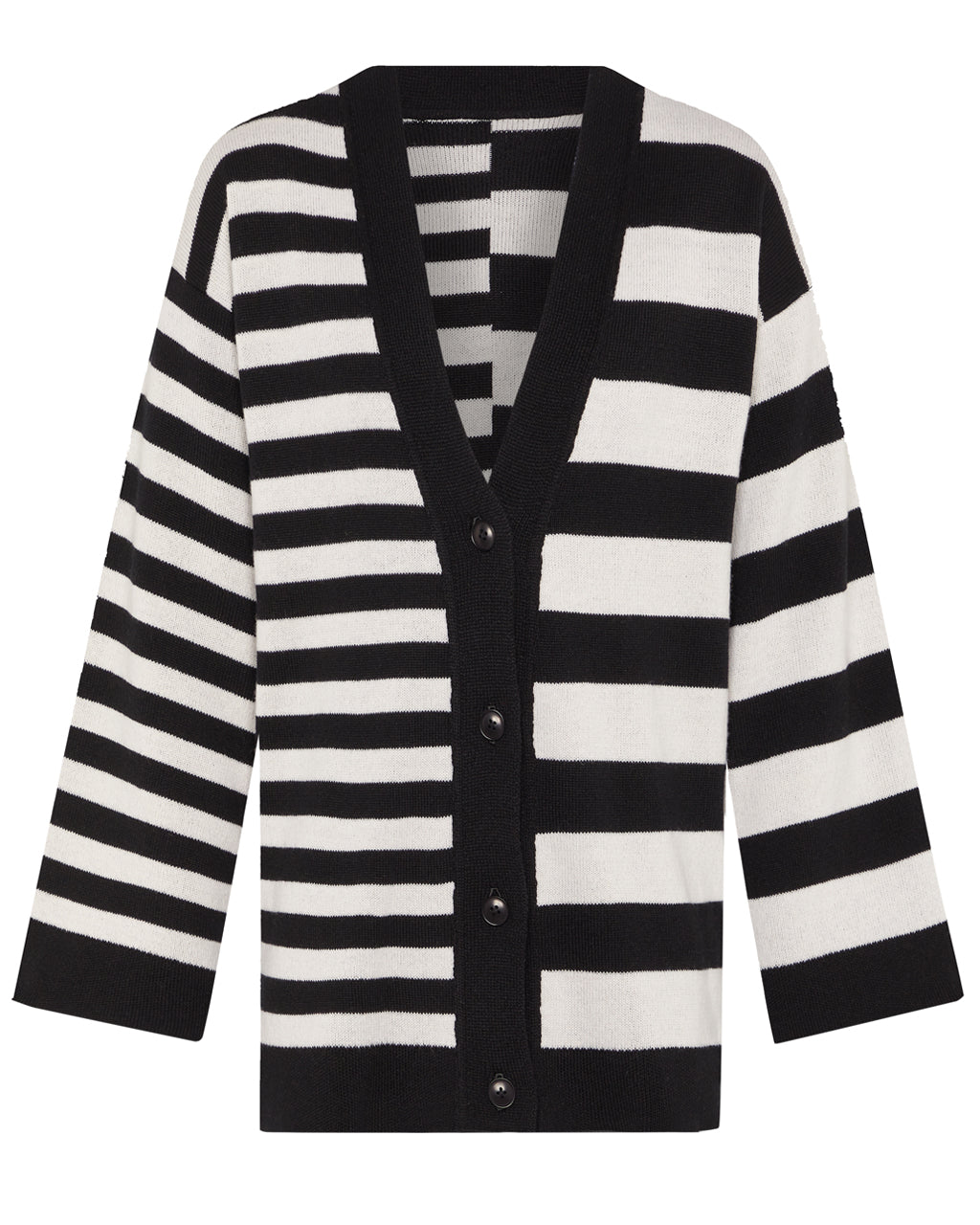 Multi Striped Wool and Cashmere Knitted Cardigan