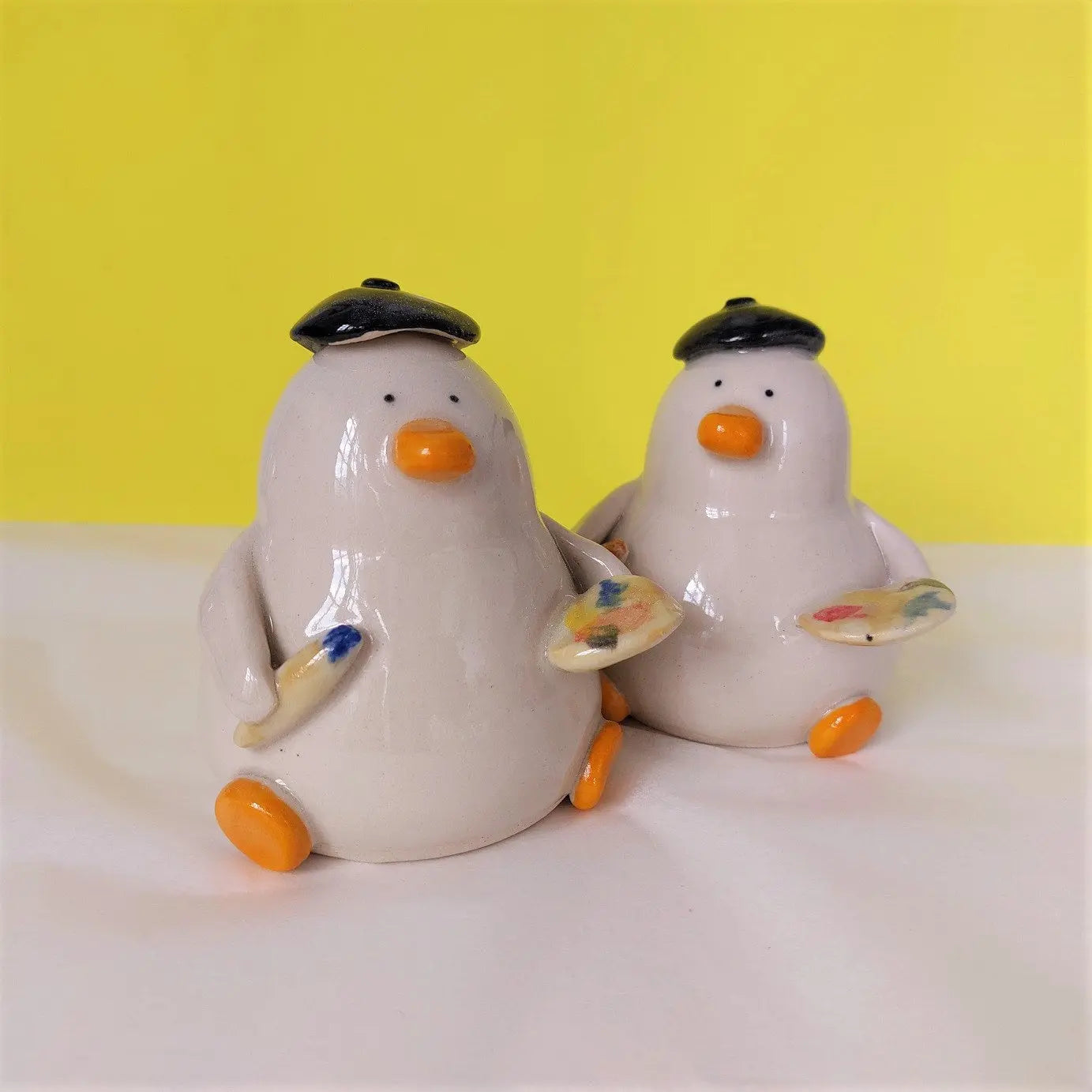 Quackson Pollock Artist Duck Ceramic Figurine