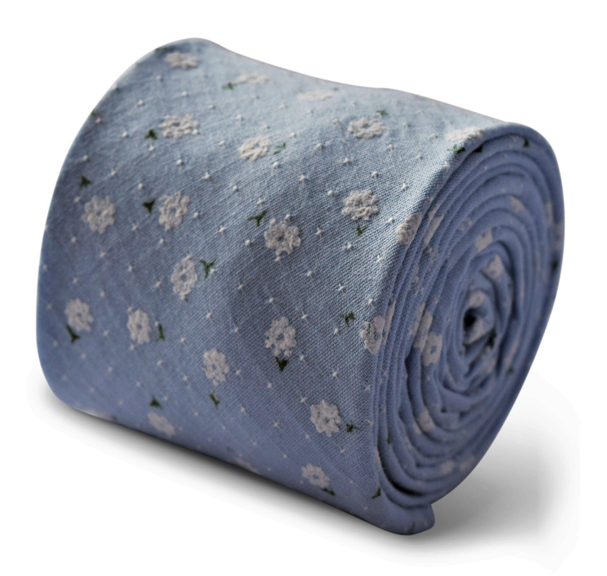 Light Pale Blue Floral Cotton Tie