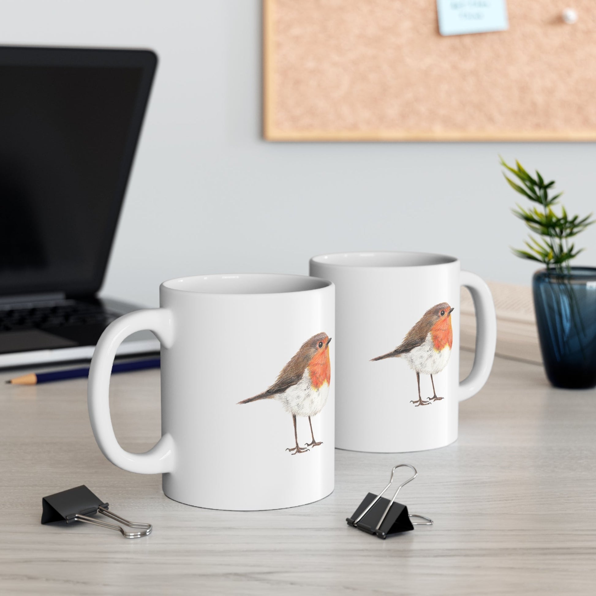 Robin Bird Ceramic Coffee Mug 15oz