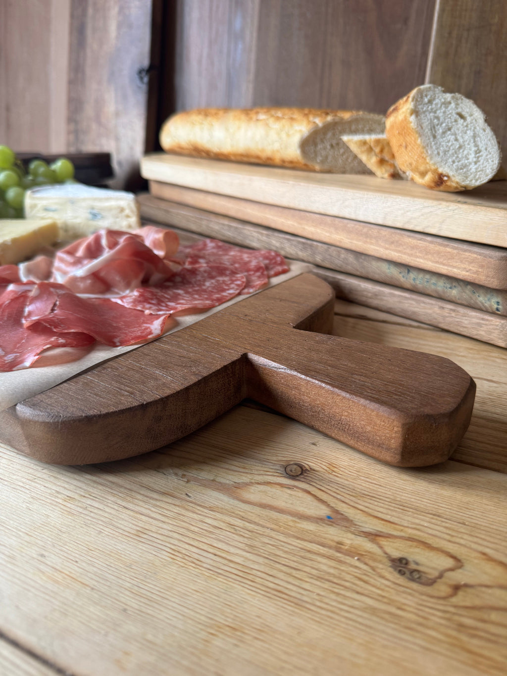 Rustic Wooden Cheese Board and Charcuterie Platter