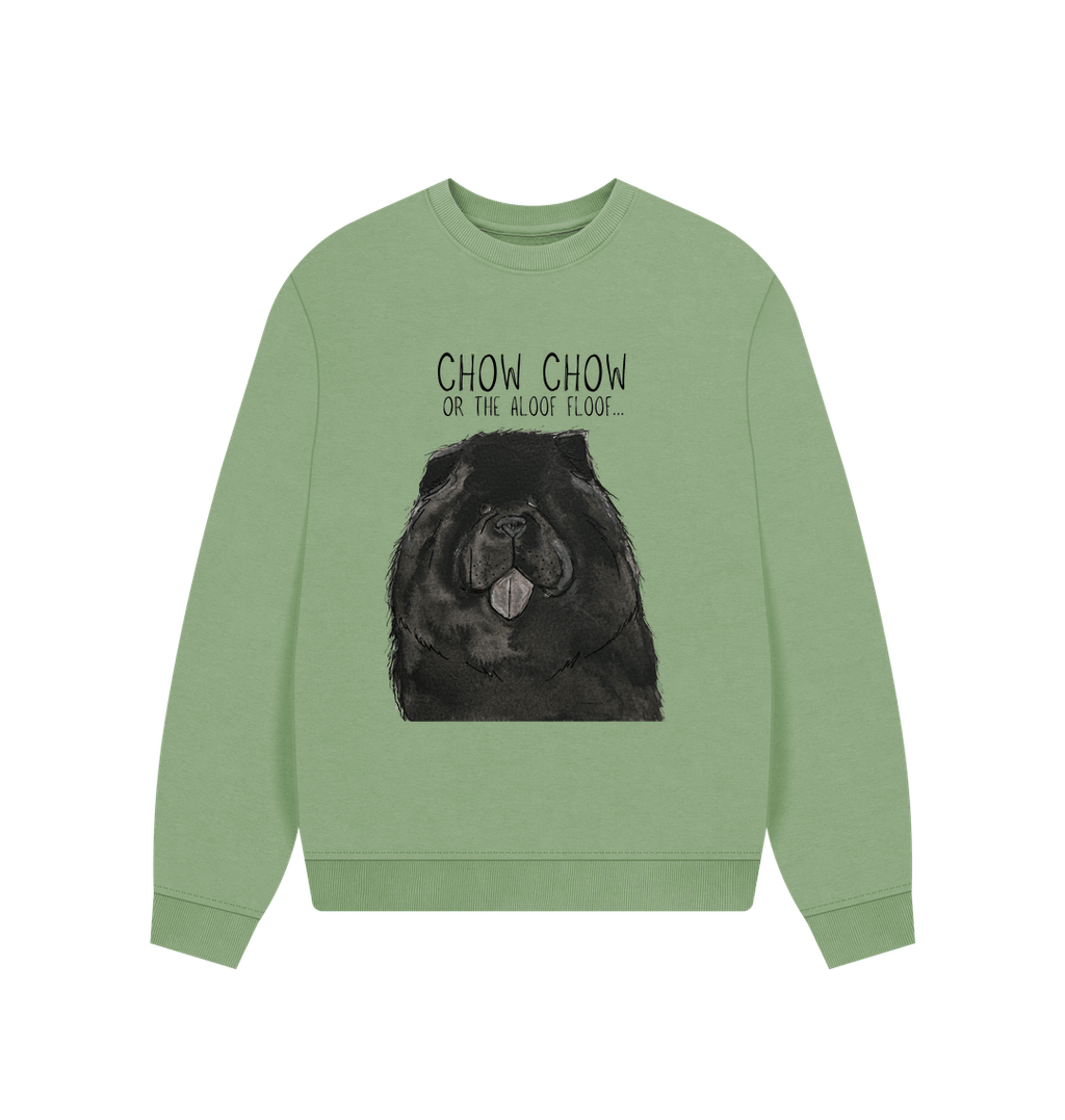 Black Chow Chow Women's Oversized Sweatshirt with Aloof Floof Design