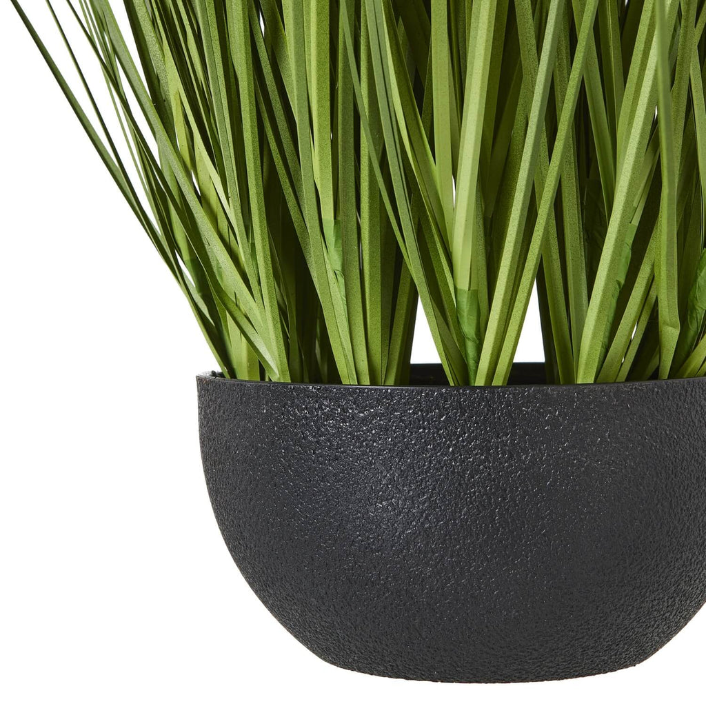 White faux Allium plant with realistic blooms in black pot, 70cm tall, perfect for modern home decor. by Sostter at brixbailey.com