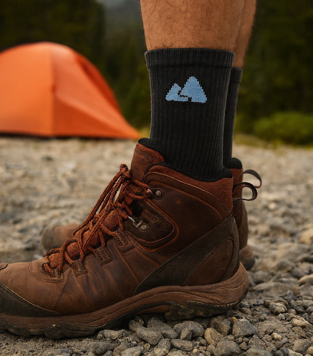 Black Merino Wool Hiking Socks for Winter Trekking