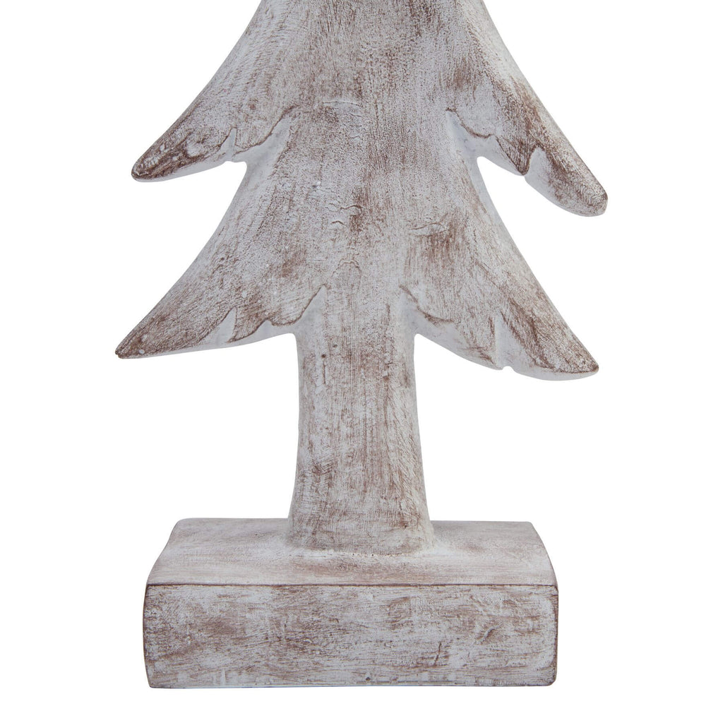 Hand-sculpted Nordic winter tree sculpture with snow-dusted branches, textured resin bark, and lifelike foliage, 39cm tall. by RoomLondon at brixbailey.com