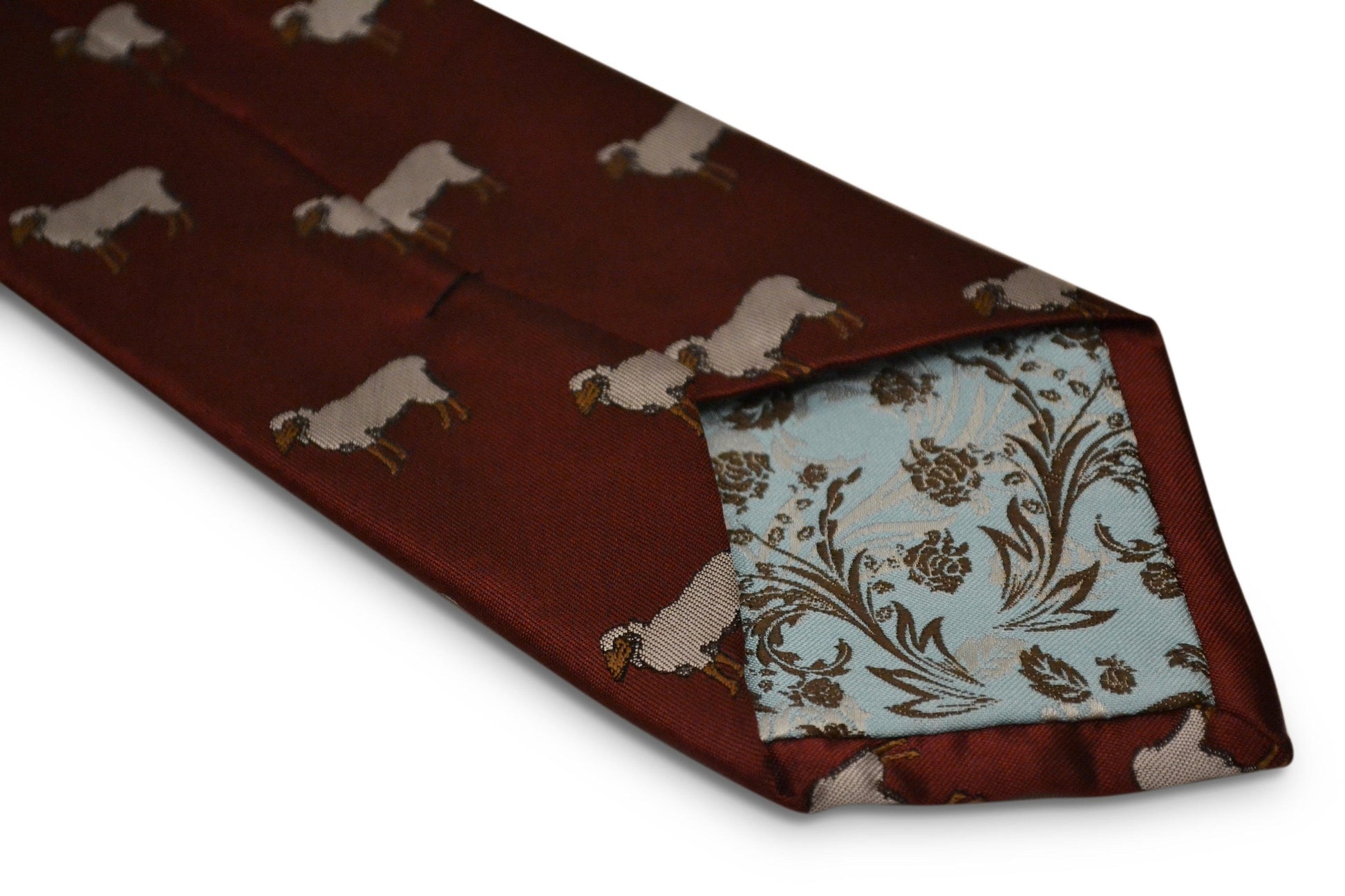 Maroon Tie with Sheep Embroidered Design