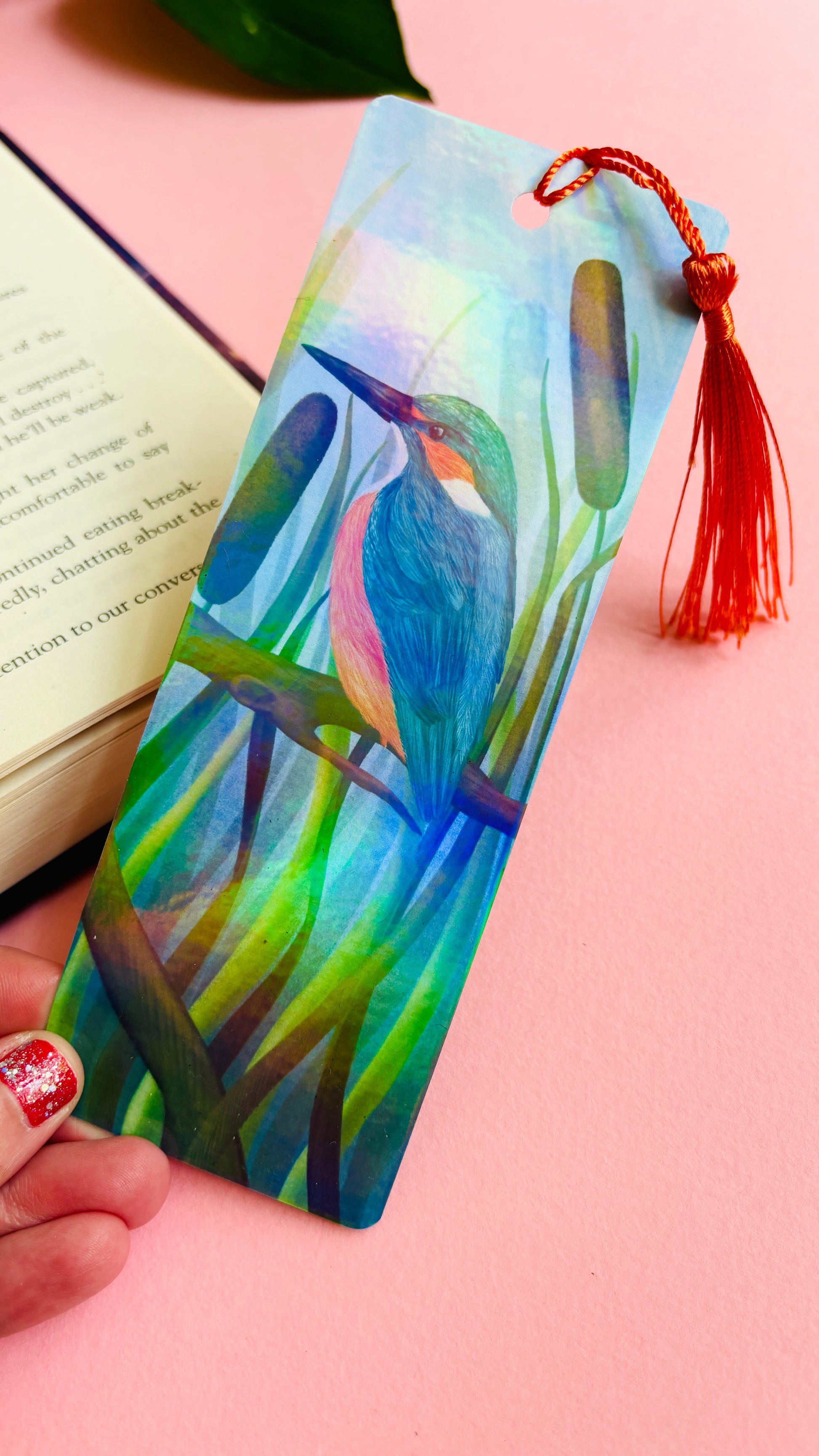 Handmade Kingfisher Holographic Bookmark