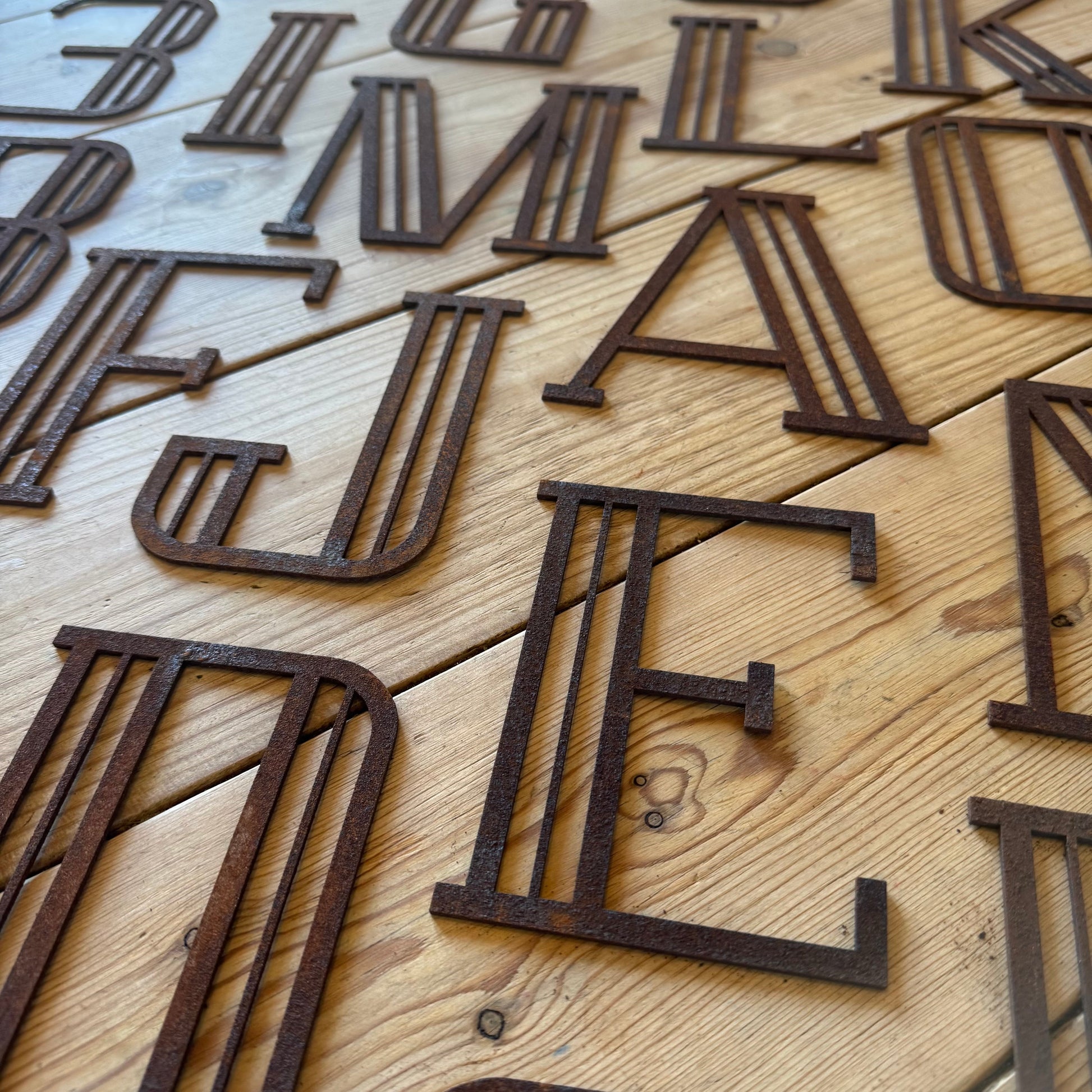 Rusty Metal Art Deco Lettering A-Z 0-9 in 5 inch or 12 inch