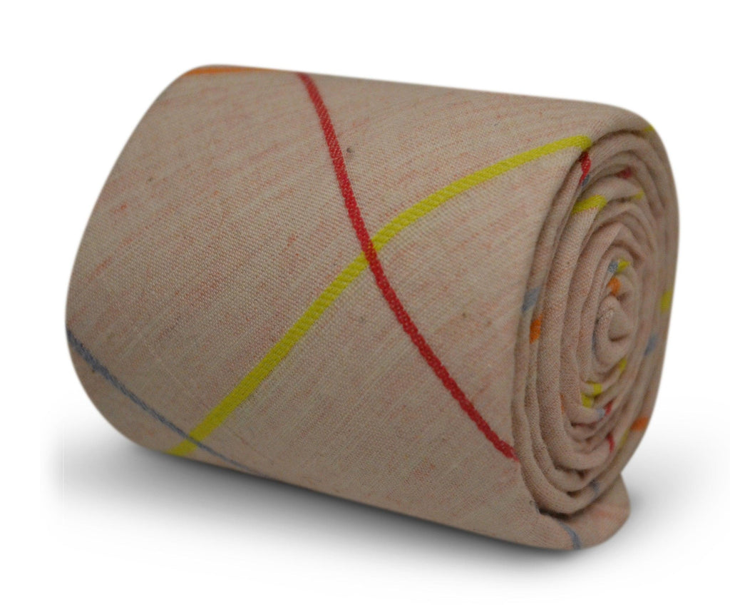 Light Pink Cotton Tie with Multicoloured Check Design