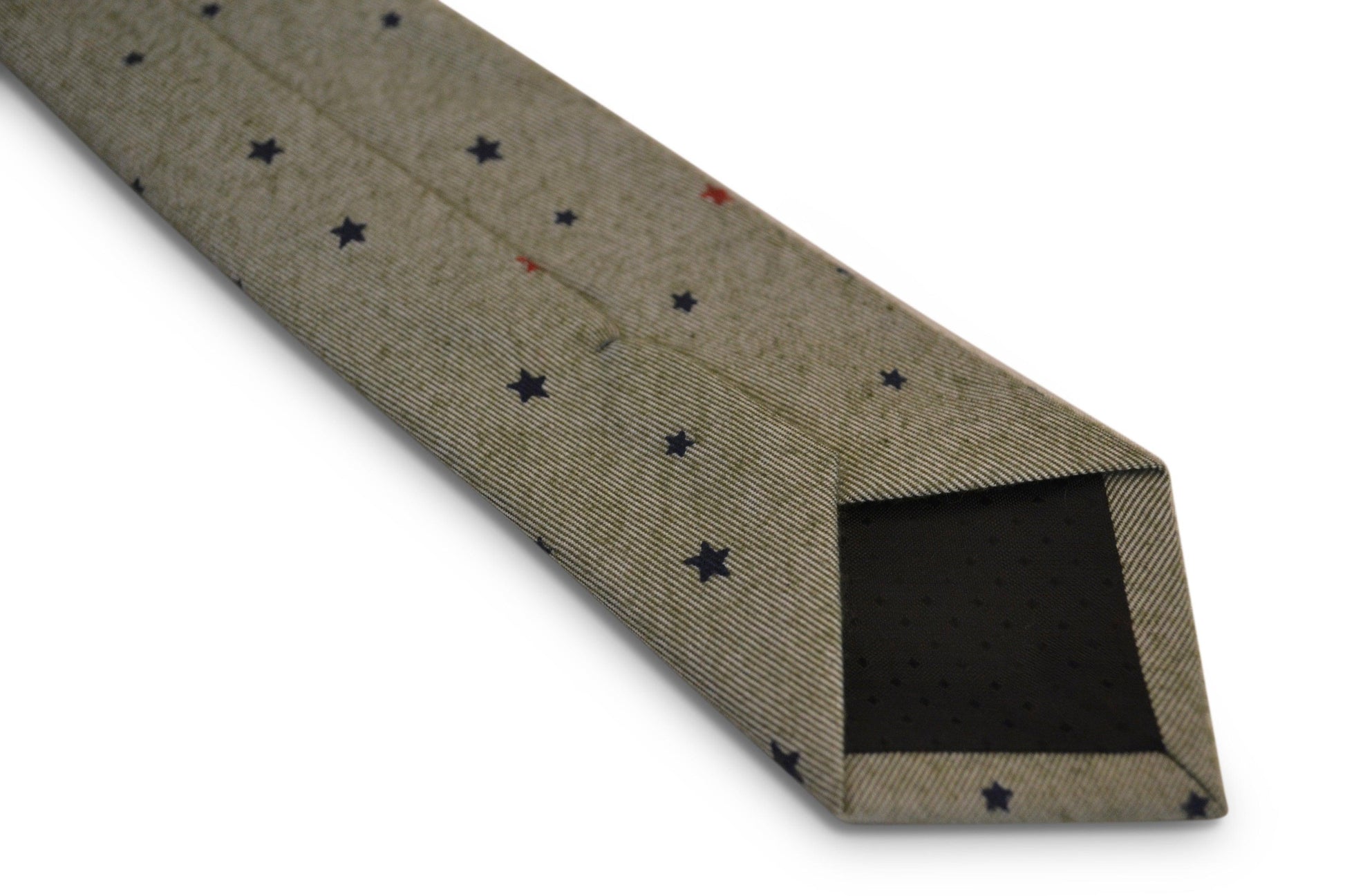 Light Grey Green Cotton Tie with Star Design