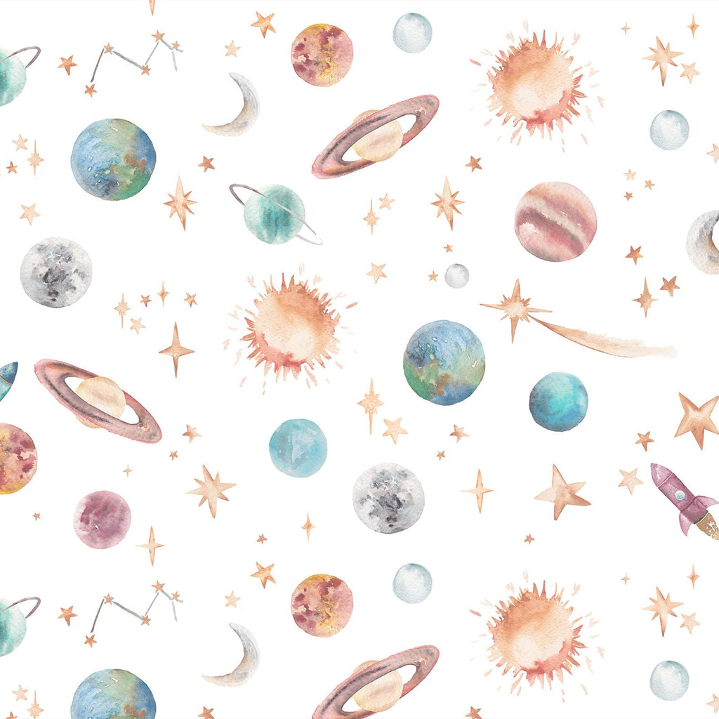 Planets Galaxy and Outer Space Children's Wallpaper