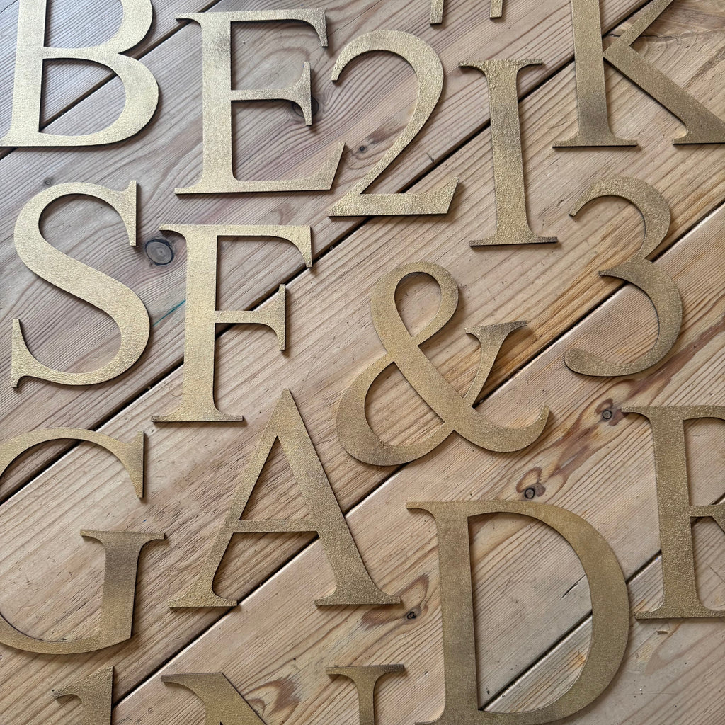 Distressed Gold Metal Letters A-Z 0-9 in 5 inch or 12 inch