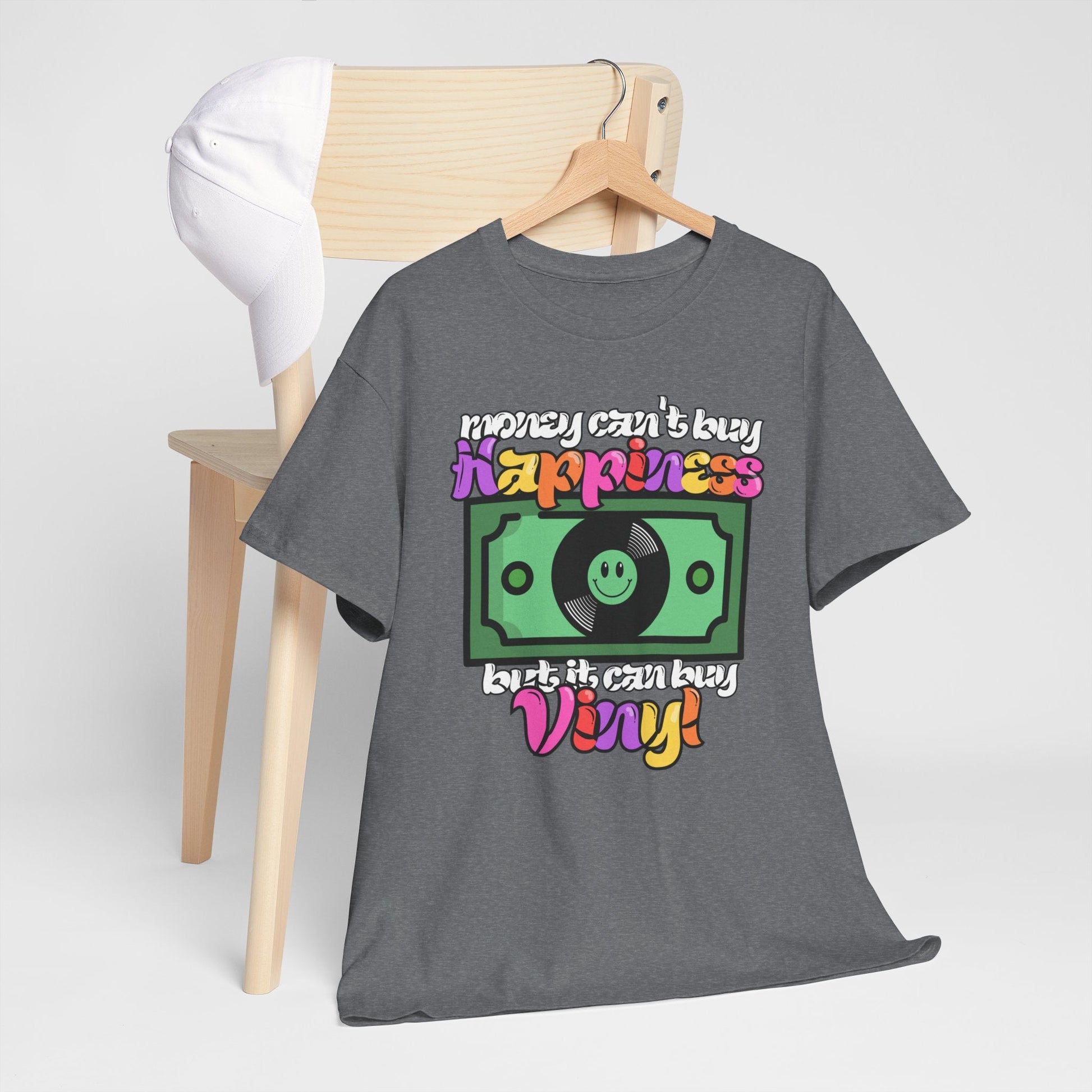 Money Can't Buy Happiness Men's Vinyl Record T-Shirt