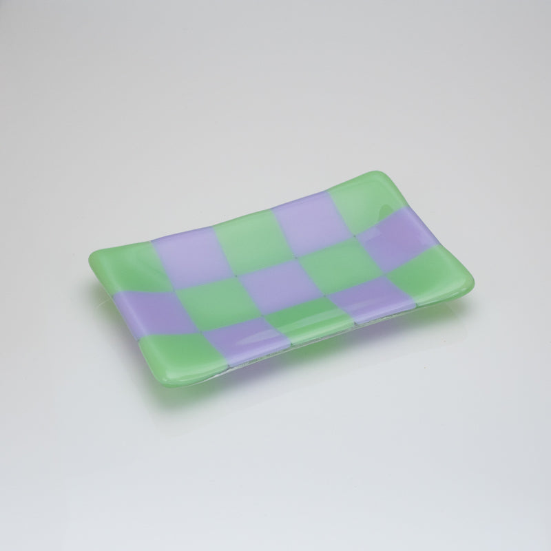 Chequered Dual Colour Medium Glass Tray 15cm