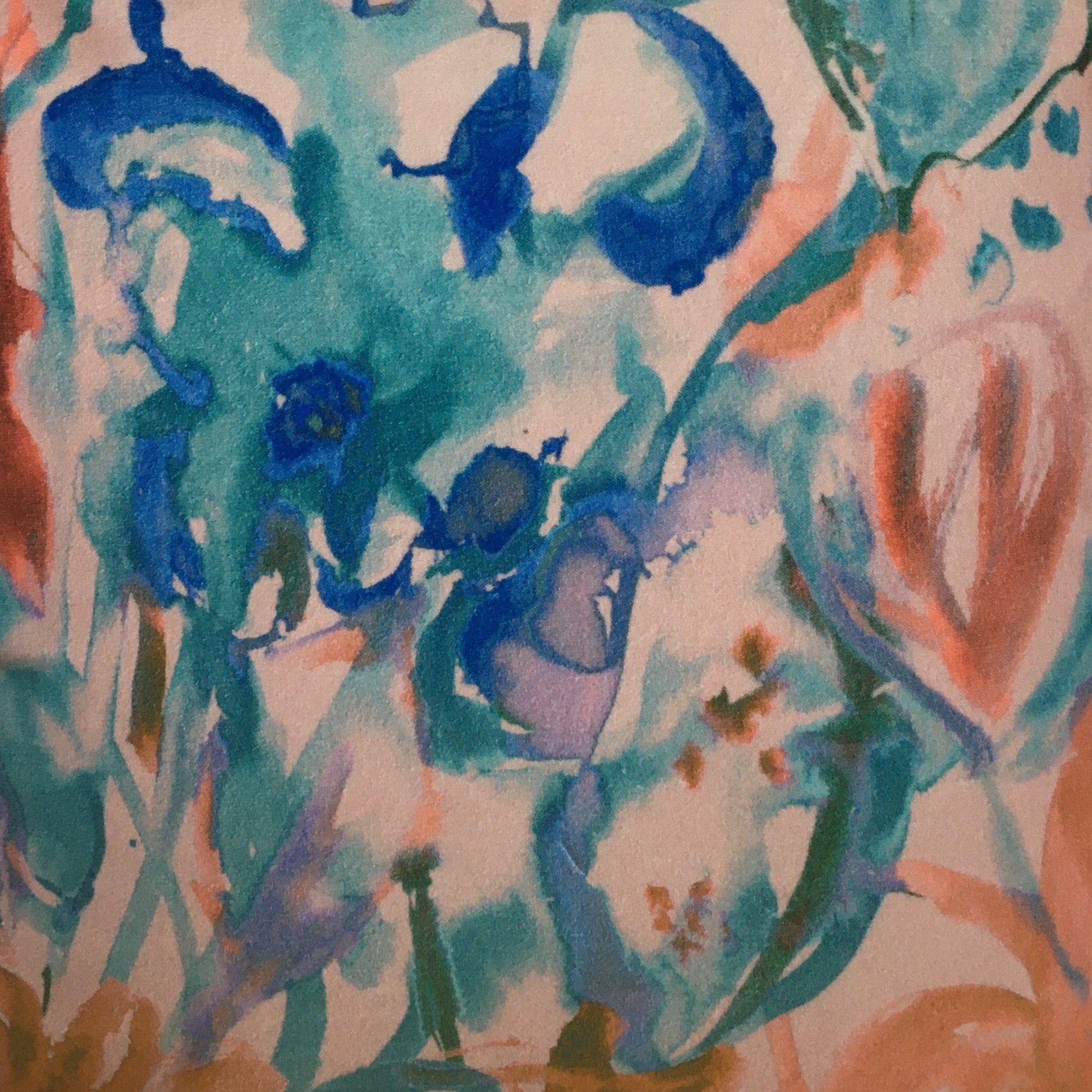 Watercolour Floral Velvet Cushion - Blush