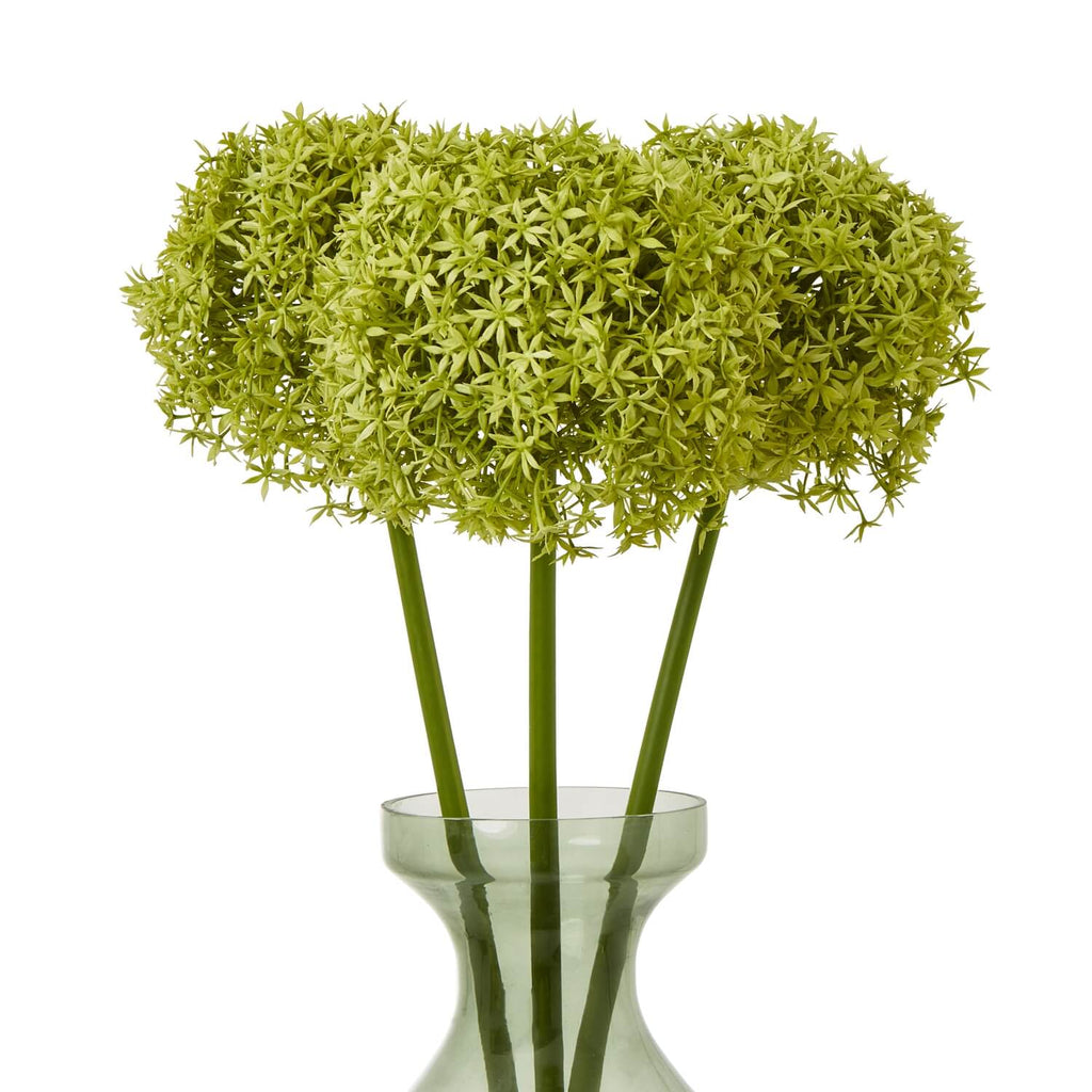 Lifelike green allium stem with spherical bloom, 90cm faux botanical for home decor by Sostter at brixbailey.com