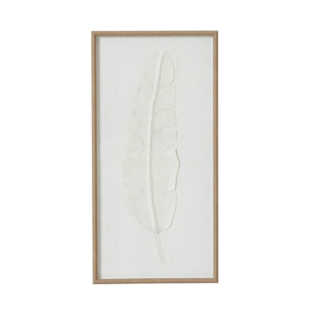 Minimalist white feather artwork in beaded frame, modern home decor for Scandinavian or coastal interiors by sostter at brixbailey.com