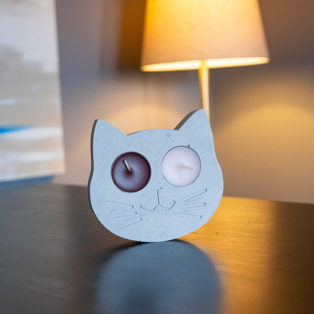 Concrete Cat Face Tealight Holder