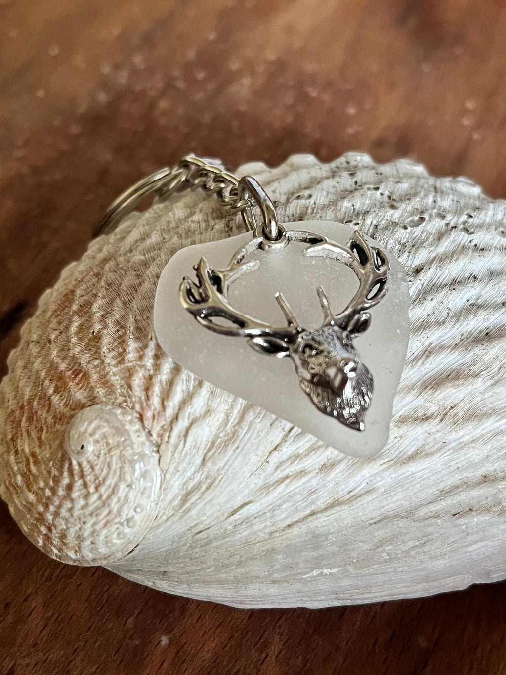 Scottish Sea Glass Stag Keyring