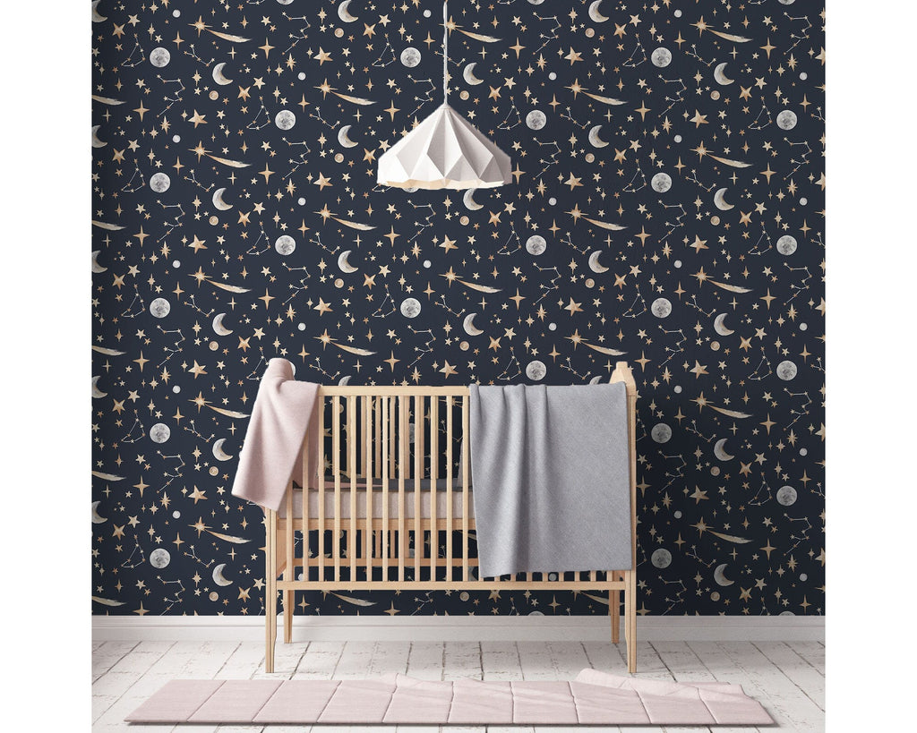 Hand Painted Stars Wallpaper in 4 Dreamy Colours