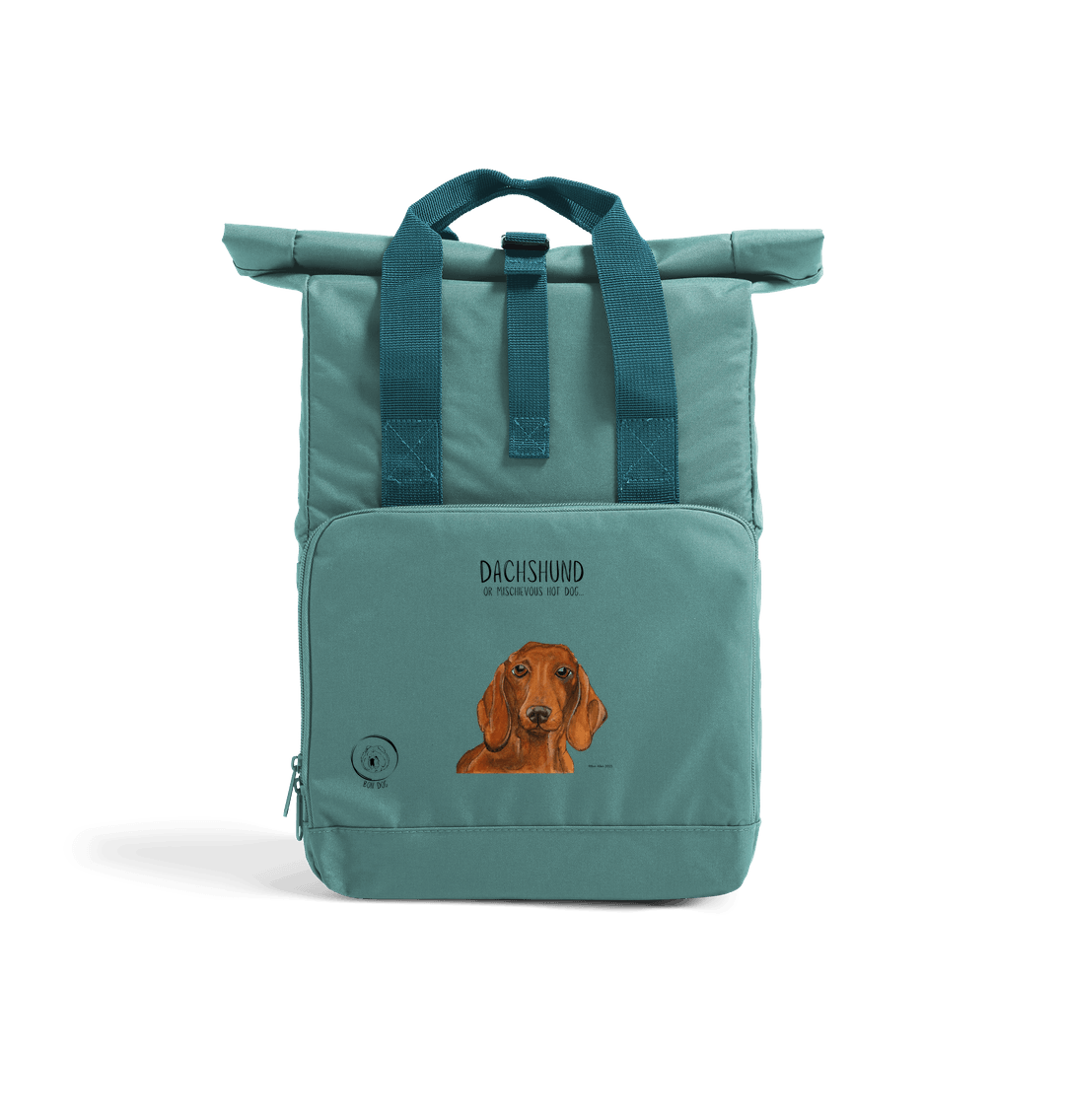 Dachshund Roll Top Backpack Small Dog Big Adventure
