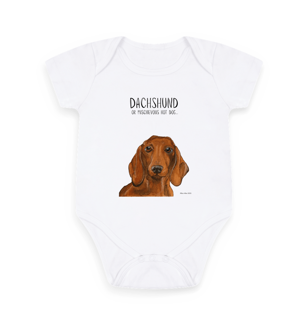 Mischievous Hot Dog Baby Bodysuit in Red