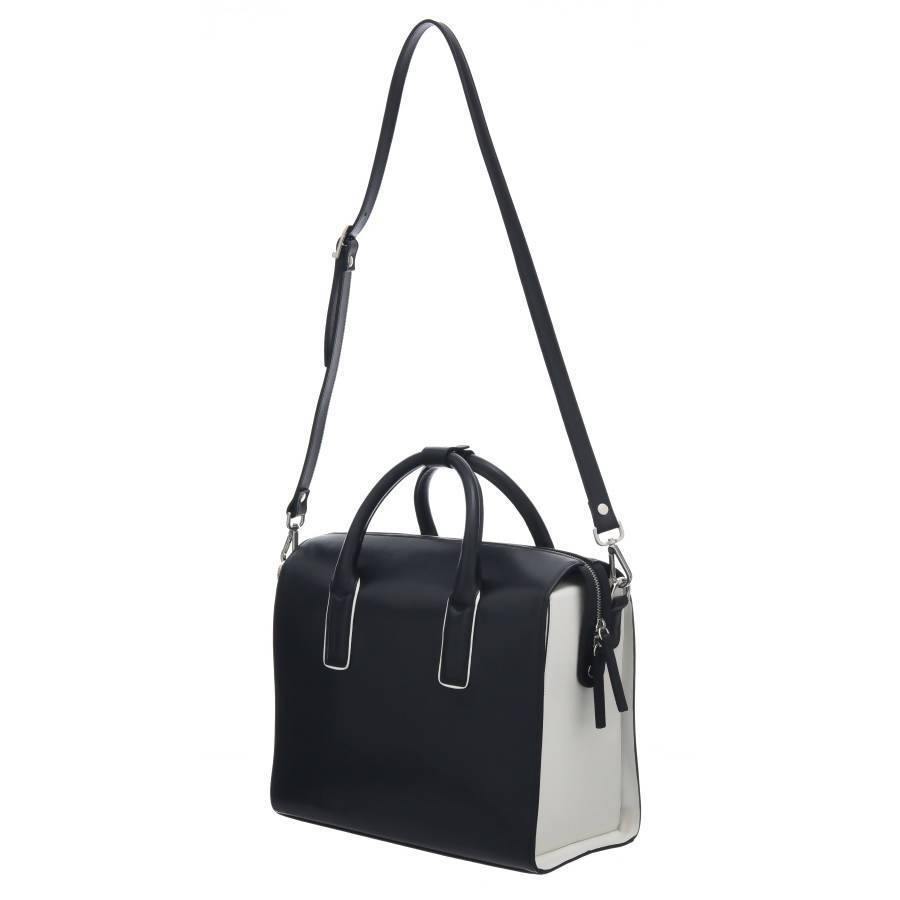 Black Leather Structured Top Handle Bag - Brix and Bailey® - Contemporary Bag, Watch and Accessory Brand