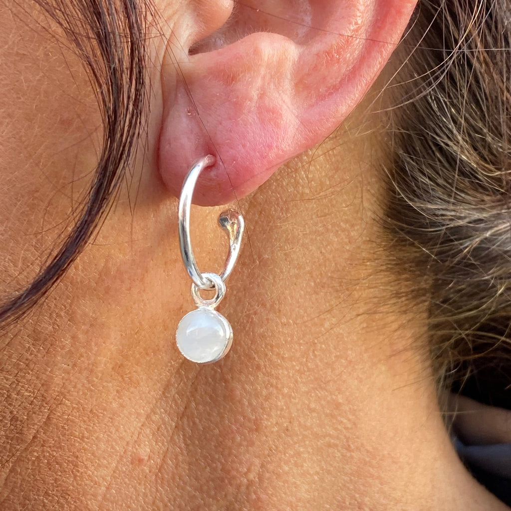 Moonstone Hoops in Sterling Silver