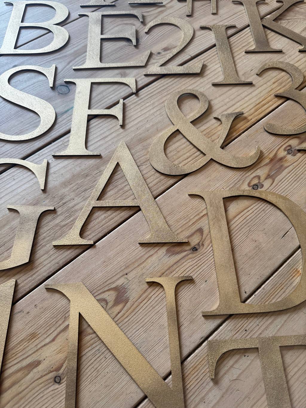 Distressed Gold Metal Letters A-Z 0-9 in 5 inch or 12 inch