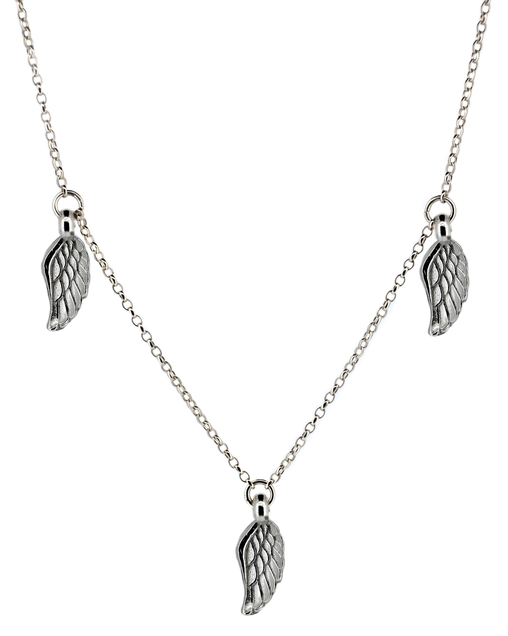 Silver Angel Wing Charm Necklace