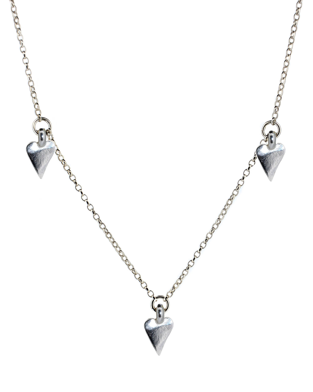 3 Heart Sterling Silver Charm Necklace