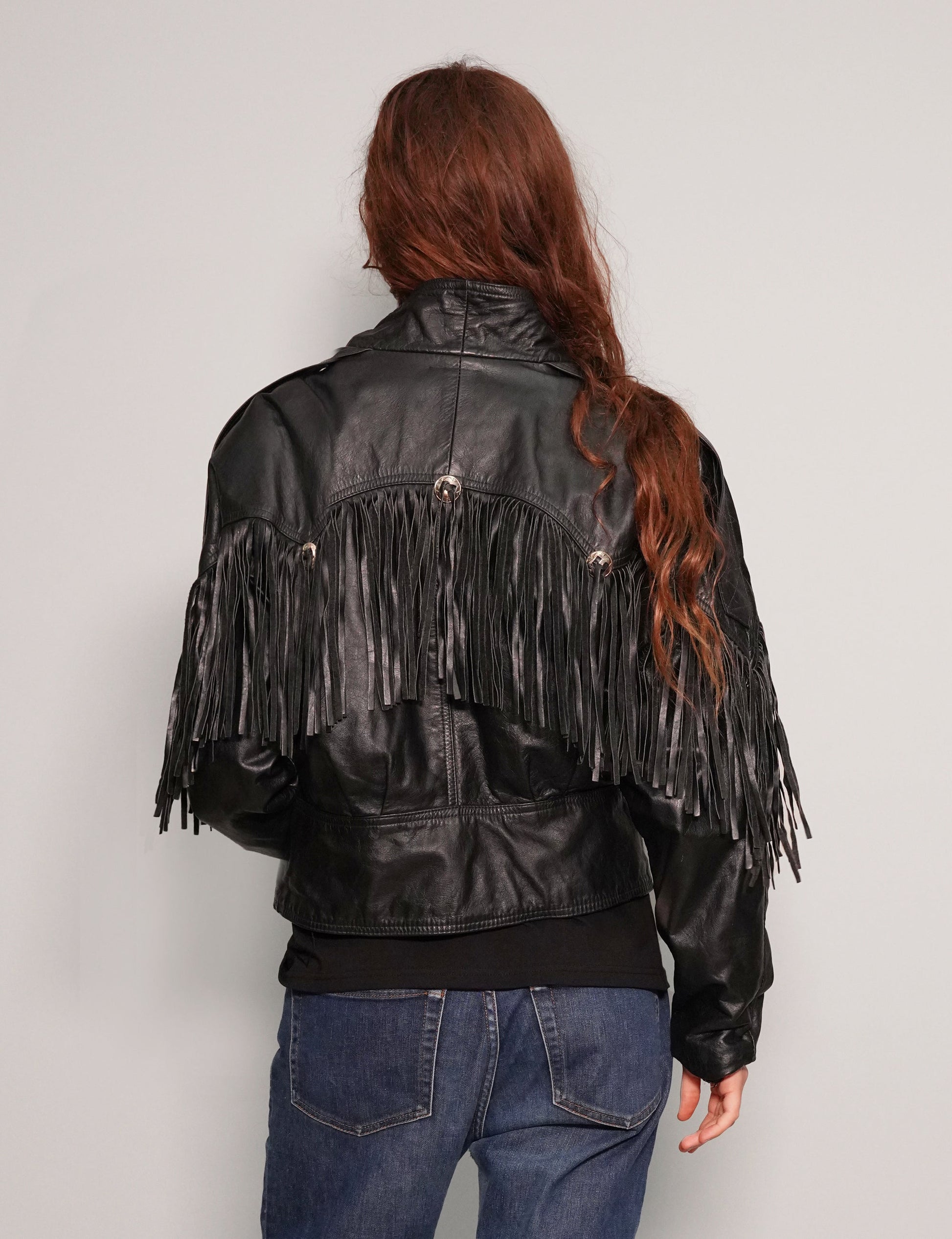 Black Leather Cowgirl Jacket