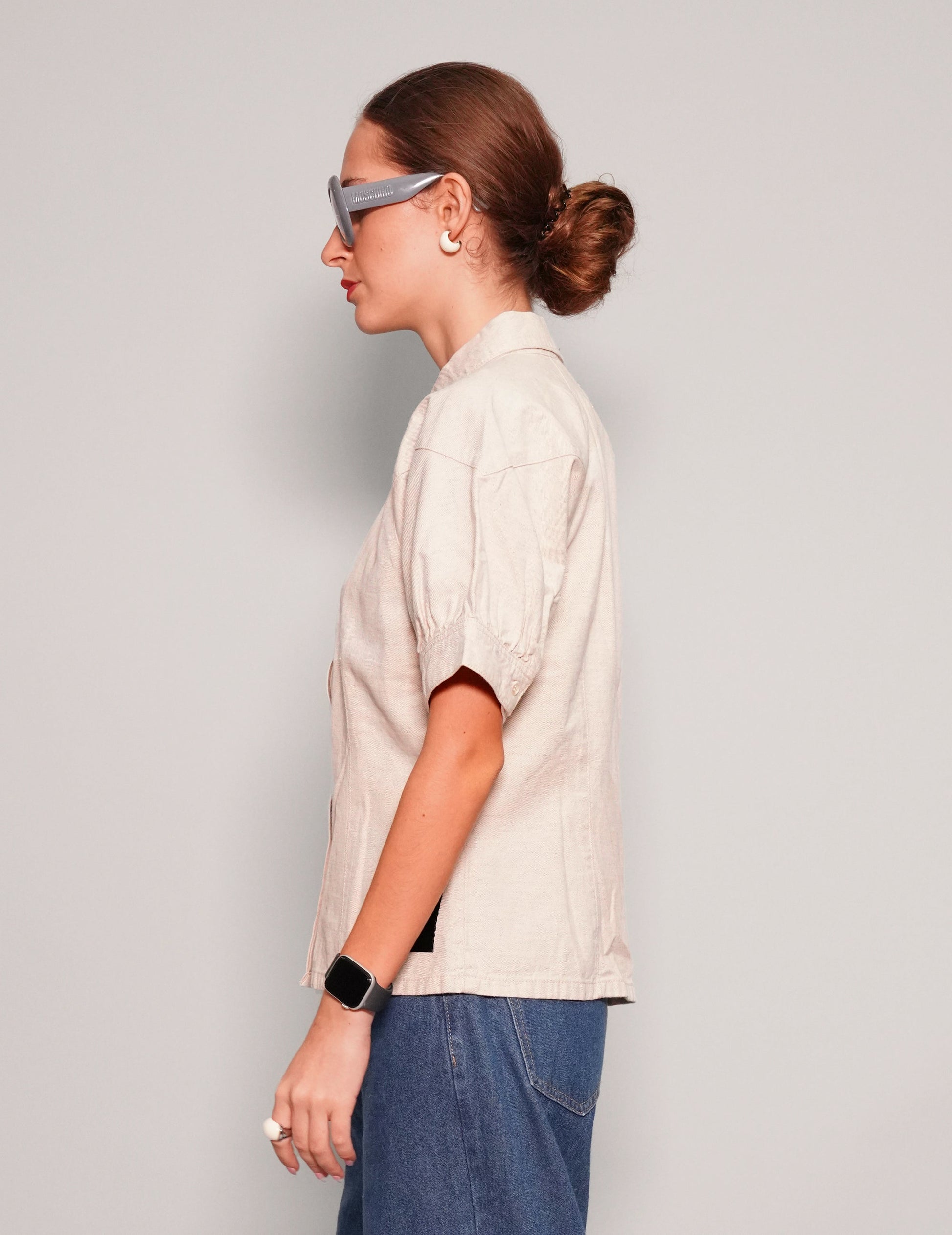 Stone Denim Shirt in Pure Cotton