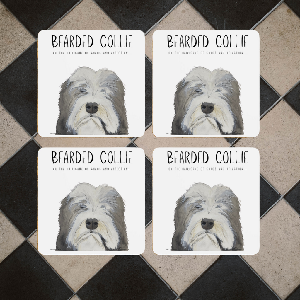 Bearded Collie Coasters Set of 4