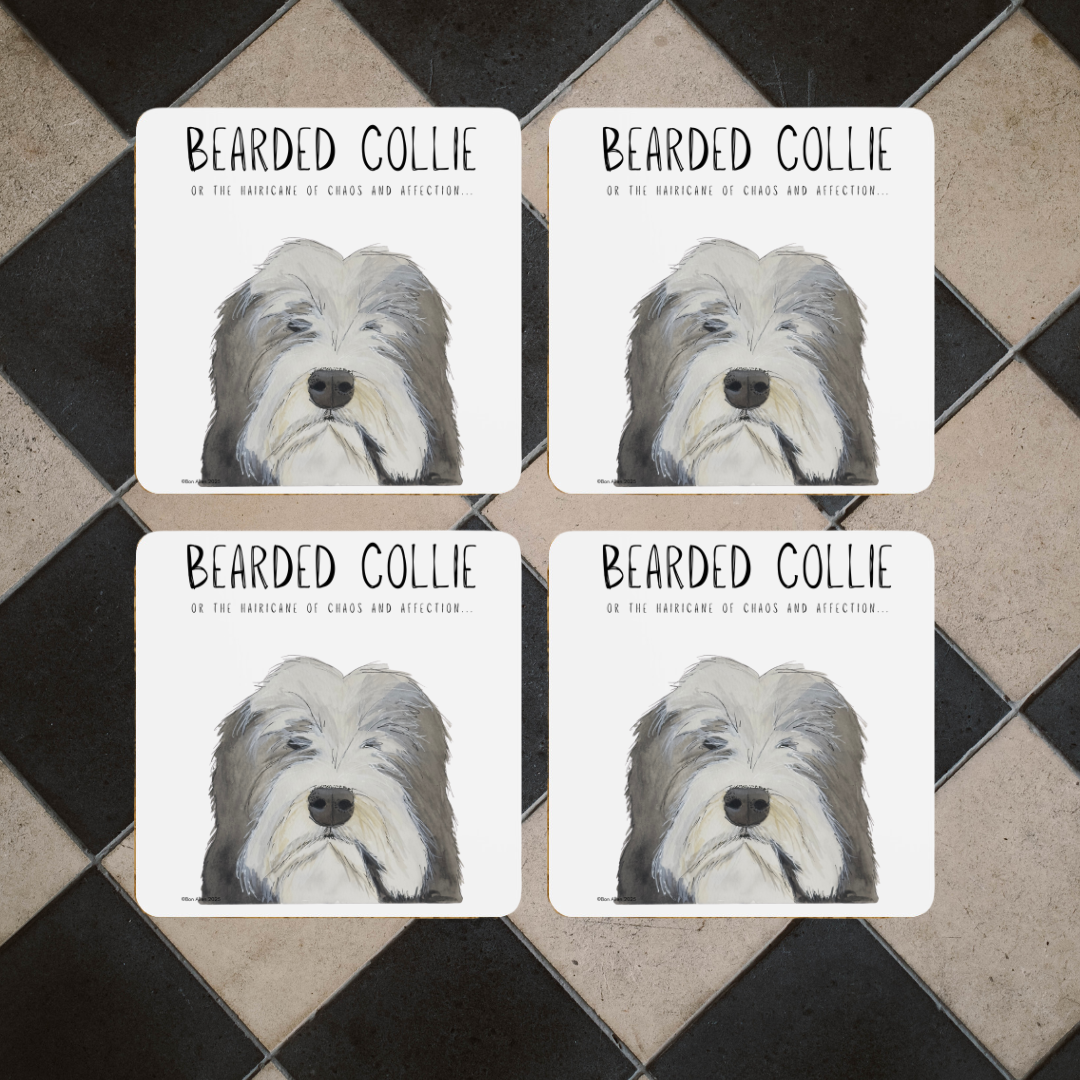 Bearded Collie Coasters Set of 4