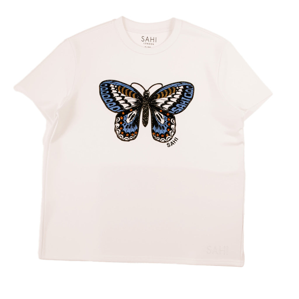 Cotton Butterfly Printed and Embroidered T-Shirt