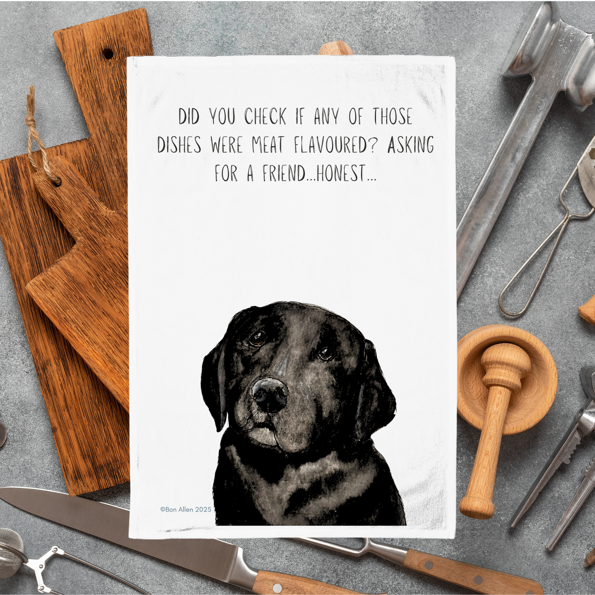 Om Nom Nomnivore Labrador Tea Towel