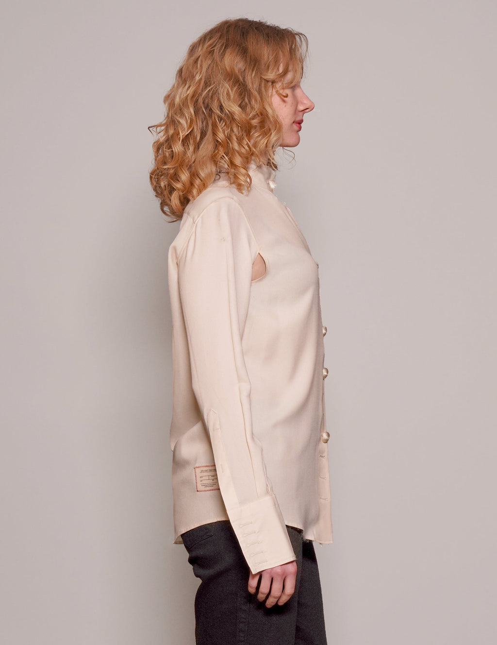 Vintage Cream Silk Neck Tie Blouse