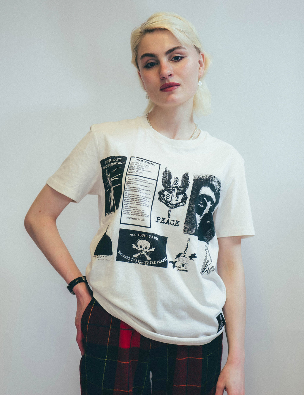 Ecru T-Shirt with Printed Patches