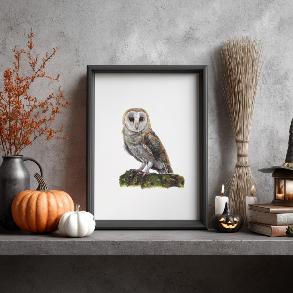 Barn Owl Art Print Wildlife Wall Art for Nature Lovers